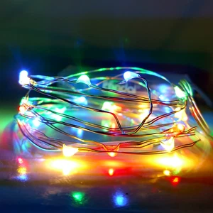 LED Fairy Lights- 6 Foot Battery Operated Multi Colored with 20 Micro LED Lights - Picture 1 of 3