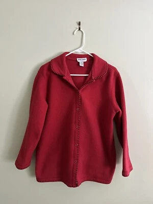 Chaqueta De Colección Alfred Dunner Mujer Roja Talla M Cálida Cómoda Polar Manta Puntada Foto 1 de 3