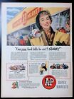 Print Ad 1950's A & P Super Markets Pretty Woman Bags Groceries Henry Lucher