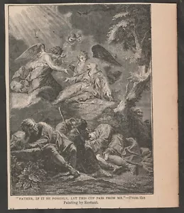 ILLUSTRAZIONE RELIGIOSA VINTAGE PADRE, ..., LASCIA CHE QUESTA TAZZA PASSI DA ME PER RESTOUT - Foto 1 di 1