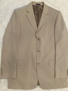 APT 9 Men's Light Beige Suit Coat Jacket Blazer Modern Fit 40L 100% Silk