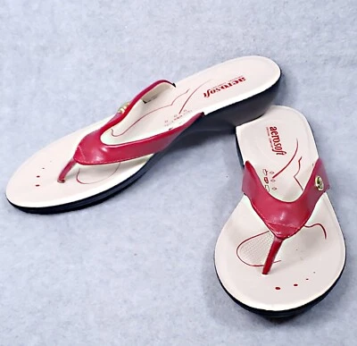 SANDALIAS TANGA MUJER AEROSOFT ROJAS USADAS UNA VEZ US/8 EU/39 CONFORT ORIGINAL Foto 1 de 4