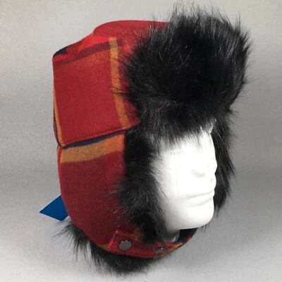 Sombrero Columbia Trapper Adulto Pequeño/Mediano Rojo/Negro Cuadros Invierno Challenger Foto 1 de 4