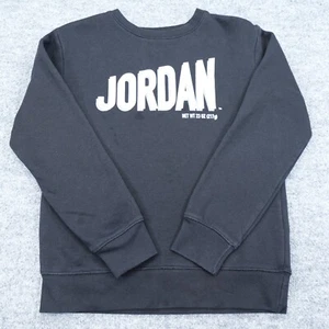 Jordan Sweatshirt Boys Large Black Fleece Lined Crew Neck Wheaties Air Jumpman - Picture 1 of 13