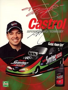 1999 Tony Pedregon Signed  Castrol Syntec Hero Card - Picture 1 of 2