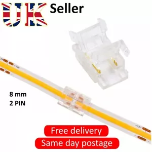 8mm COB LED Strip to Strip Straight Solderless 2 Pin Connectors Single Colour - Picture 1 of 6