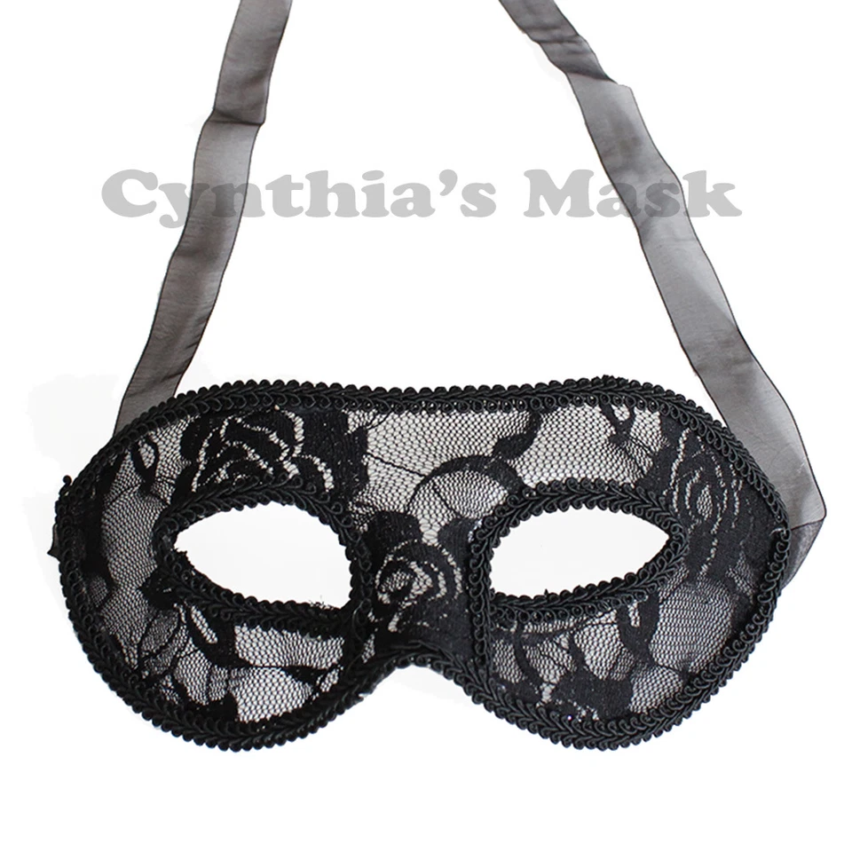 Black Lace Venetian Masquerade Mask Party Prom Mardi Gras Halloween Costume - Image 1 of 1