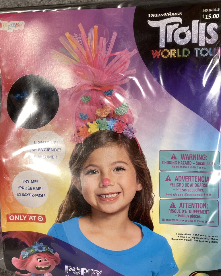 Dreamworks Trolls World Tour Princess Poppy Lightup Headpiece Costume