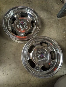 VINTAGE POLISHED 15x5.5 ANSEN SLOT MAG WHEELS FORD/MOPAR/HOLDEN MAGS DODGE VAN - Picture 1 of 23