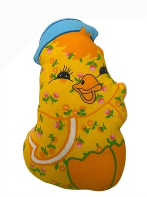 Almohada de felpa vintage con estampado de pato con patrón floral años 70 abuela núcleo primavera Foto 1 de 4