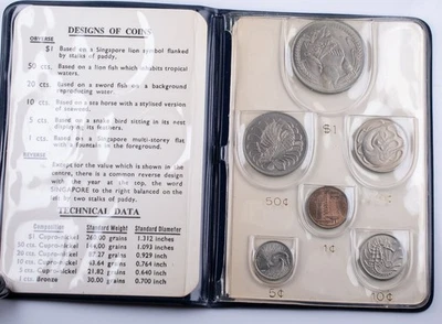 1968 Singapore 6 Coin 1c-$1 Board of Commissioners of Currency New Coin Issue  - Image 1 of 4