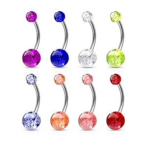 Piercing nombril Acier Boules Glitter - Imagen 1 de 9