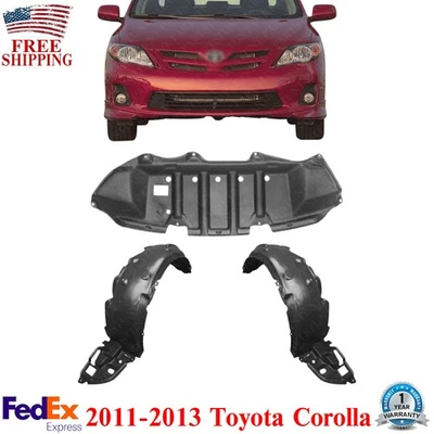 前发动机防溅罩 + 挡泥板衬里适用于 2011 - 2013 年丰田卡罗拉 — 第 1/4 张图片