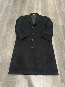 Perry Ellis Portfolio Overcoat Mens 44R Black Wool Cashmere Woven In Italy - Picture 1 of 14