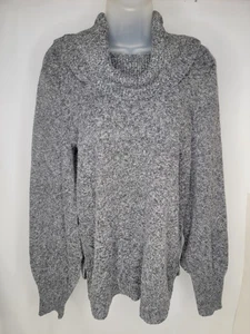 Tahari Women's Sweater Size Medium Gray Long Sleeve Pullover Cowl Neck - Picture 1 of 10