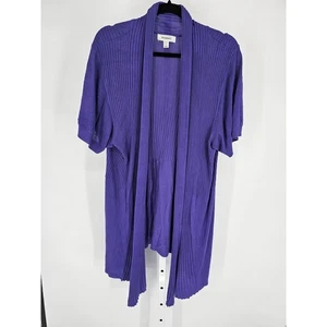 Cárdigan Suéter De Colección Y2K Dressbarn Para Mujer Talla 3X Manga Corta Tejido Púrpura Brillante - Imagen 1 de 4