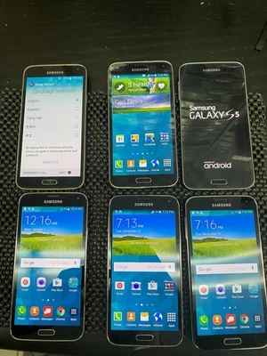 Lot Of 6 Samsung Galaxy S5 SM-G900For Parts/Repair W8 - Image 1 of 4
