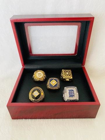 5 PCS Detroit Tigers World Series Championship Ring Set W Box, ๐บ๐ธ SHIP Cover