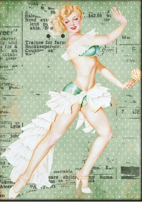 Dance With Me - Pinup Collage 8x10 Craft Fabric Block - Buy 2, Get 3rd FREE!  - Image 1 of 2