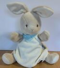 Kaloo Doudou Hand Puppet Rabbit Bunny Plush Soft Toy Baby White Blue Tan EUC