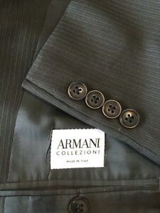 Mens Armani Collezioni Charcoal Striped Silk Wool Blazer Made Italy 42R