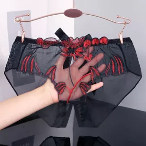 Womens Sexy Crotchless See Through Lingerie Mesh Briefs Lace Panties Knickers X1 - Picture 1 of 20