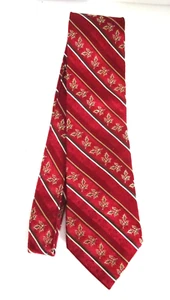 Christmas Theme Men's Silk Tie Roundtree & Yorke Handmade Stripe Holly 57"x 3.5" - Picture 1 of 4