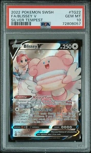 2022 Pokemon Sword and Shield Silver Tempest TG22 Full Art/Blissey V PSA 10 - Picture 1 of 4