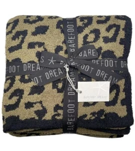 Barefoot Dreams Cozy Chic In the Wild Leopard Throw Blanket Camel black - Picture 1 of 1