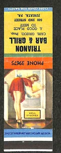 Juniata PA "Trianon Bar & Grill" Well Stocked Match Book Cover - Picture 1 of 1