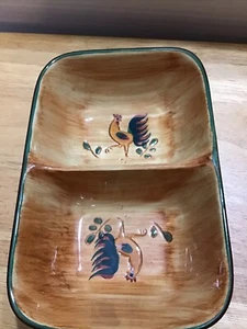 Pennsbury Pottery Red Rooster Divided Dish - Picture 1 of 5