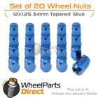 Blue Wheel Nuts (20) 12x1.25 Tapered 34mm For Suzuki Grand Vitara [Mk2] 05-15