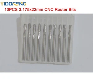 10 pz 3,175 x 22 mm punte router CNC carburo solido doppio flauto taglierina a spirale - Foto 1 di 4