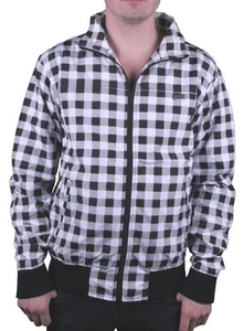 Iron Fist Mens Black White Buffalo Checker Flying Fortress Zip Up Jacket NWT - Picture 1 of 3
