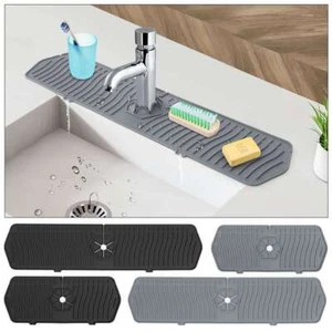 Faucet Drain Silicone Pad Drip Catcher Tray Kitchen Sink Splash Guard Slip Mat - Picture 1 of 14