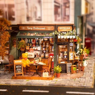 Rolife DIY Miniature Dollhouse Kit Wooden Mini House Tipsy Restaurant Xmas Gifts - image 1 of 4