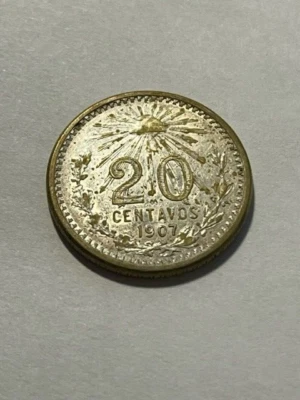 1907 Mexico 20 Centavos Curved 7 Circ. #15984 - Image 1 of 2