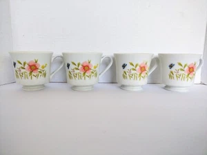 Set Of 4 Vintage Andrea By Sadek Country Flowers Tea Cups 6131 Floral Coffee Mug - Picture 1 of 12
