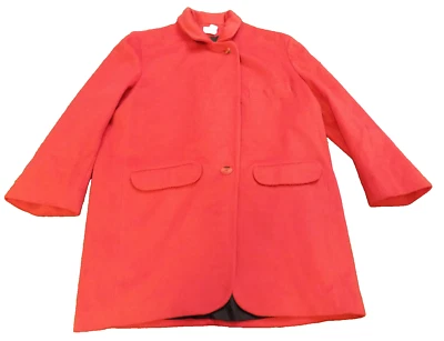 Abrigo De Colección Hecho en EE. UU. Moda Internacional Clásico Lana Rojo Verdadero Talla 12 Suave Forrado Largo Foto 1 de 4