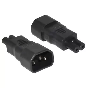 IEC C13/C14 to C7/C8 Kettle Lead to Fig Eight Figure 8 PC Laptop Cable Adapter - Picture 1 of 3