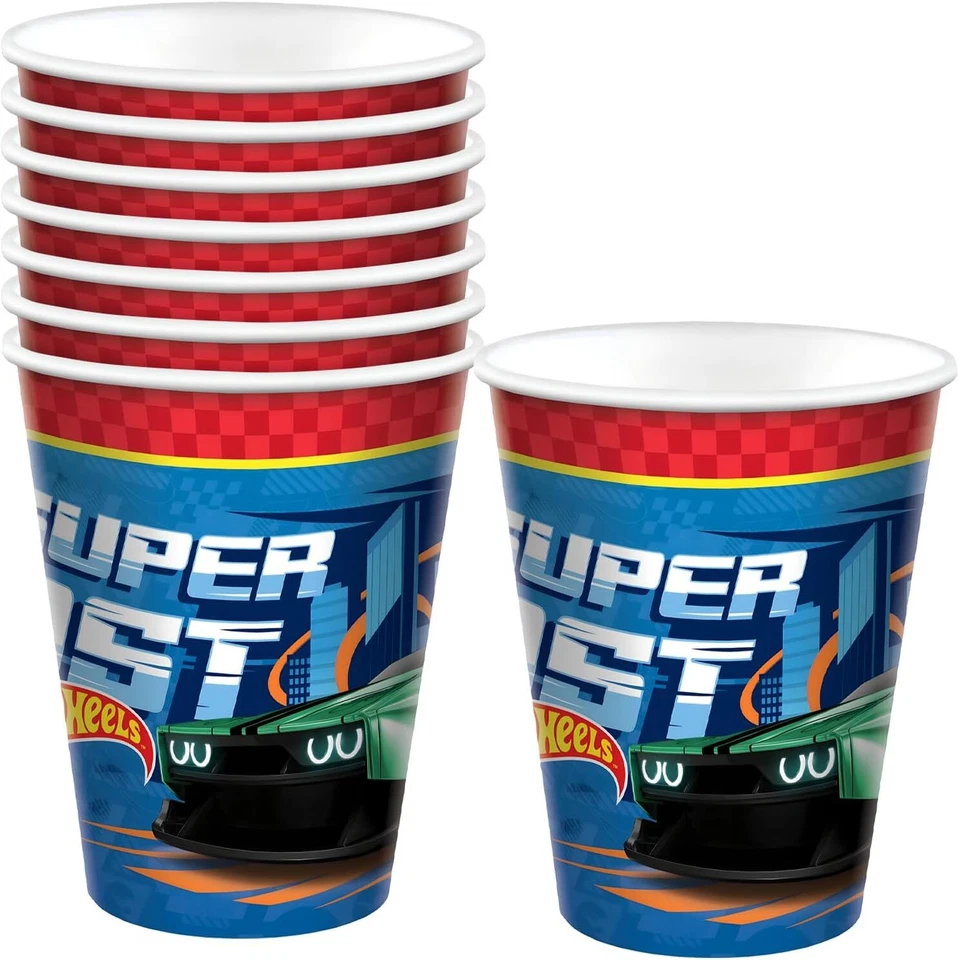 Hot Wheels Race Car Toy Vehicle Kids Birthday Party 9 oz. Paper Cups - Image 1 of 1