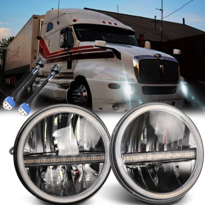 Pair 7" Round LED Headlights High/Low Sealed Beam Fit Kenworth T2000 1997-2011 - Image 1 of 4