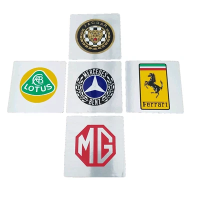 Juego de posavasos 5 piezas logotipo coche Lotus Mercedes MG Jaguar Ferrari hombres hombre-cueva plateado Foto 1 de 4
