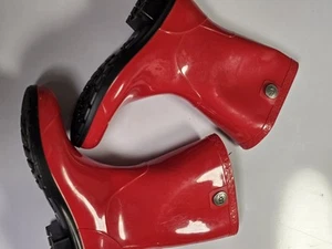 UGG Womens Sienna Mid-Calf PVC Rubber Rain Boot Size 8 Glossy Tango Red Pull-On - Picture 1 of 5