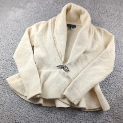 De Colección Lauren Ralph Lauren Suéter Mujer M Cierre Crema Angora Lana Mob Esposa Mantón Foto 1 de 4