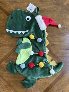 Grüner T-REX 🦖 Dinosaurier mit Nikolausmütze süßer Weihnachtsstrumpf - Bild 1 von 4