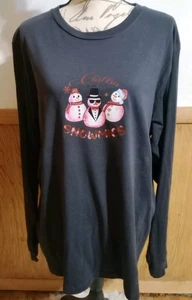 Women's Long Sleeve T-Shirt Plus 3X "Chillin With My Snowmies" Christmas Tee New - Picture 1 of 7