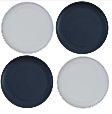 Mainstays Plastic Dinner Plates, 10.5” Round, Set Of 4, Navy Blue & Gray, NEW - Image 1 of 4