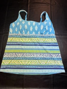 Lands' End Bademode Tankini Oberteil hell mehrfarbig blau Tankini ~ Größe 16 L - Bild 1 von 4