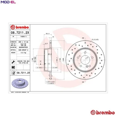 2x BRAKE DISC 08.7211.2X FOR MERCEDES-BENZ C-CLASS/T-Model/Sportscoupe CLK 1.8L - Image 1 of 4